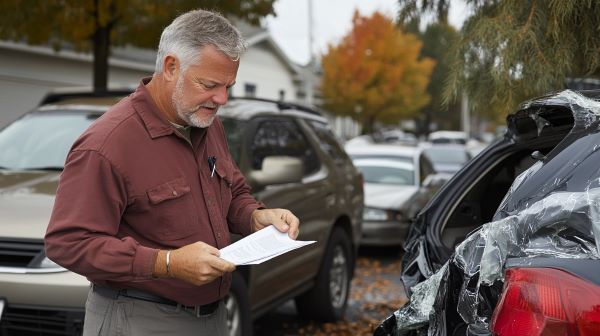 looking at claim document after a car accident