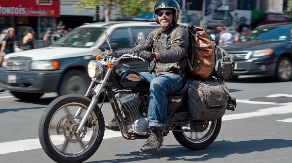 male riding his motorcycle