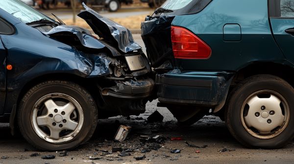 two cars in a car accident rear-ended